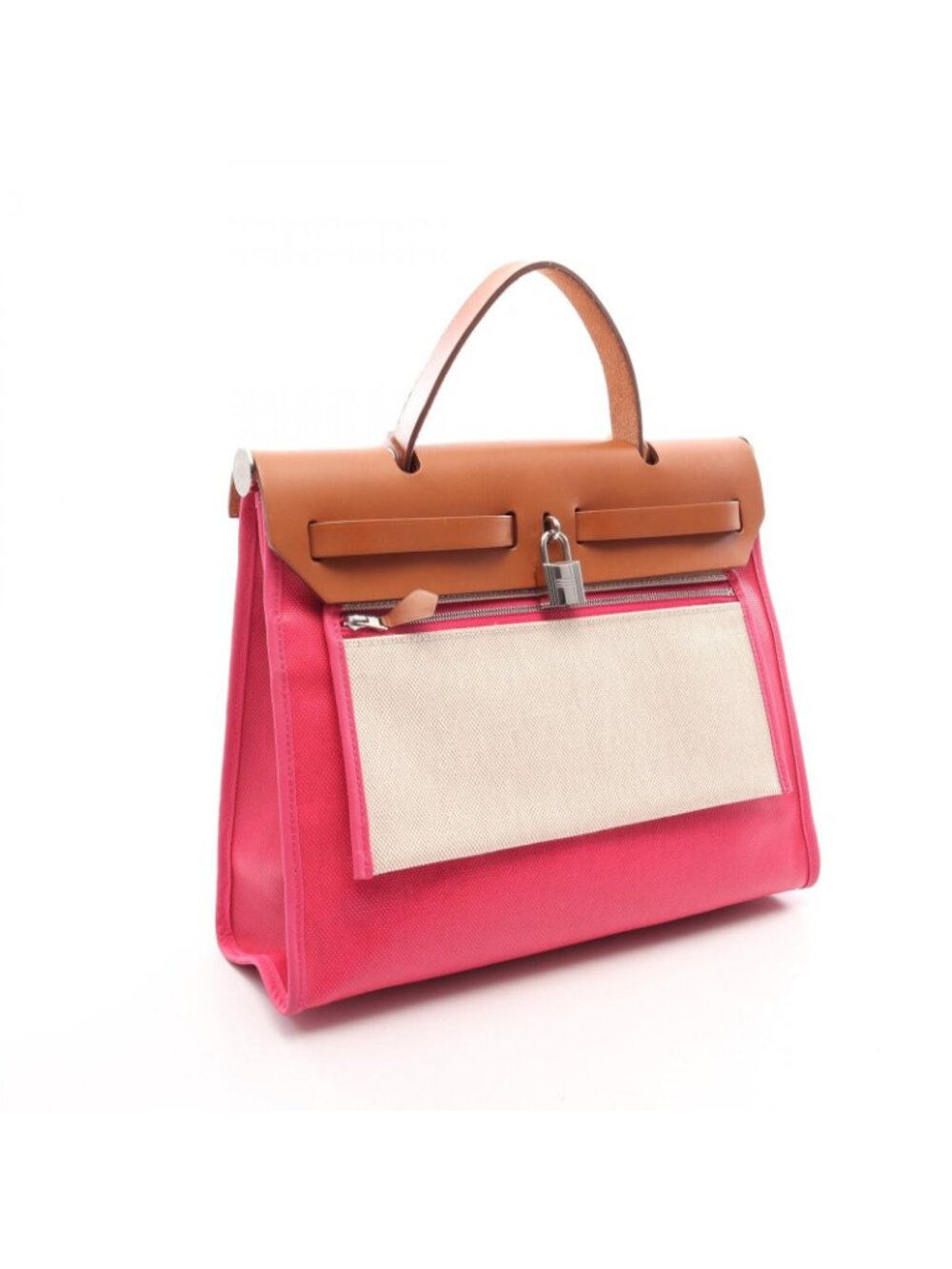 Hermes Handbag Herbag Zip PM 2-Way Pink Fauve Canvas Leather PM - Picture 2 of 10